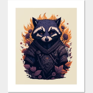 Ninja Raccoon watercolor Posters and Art